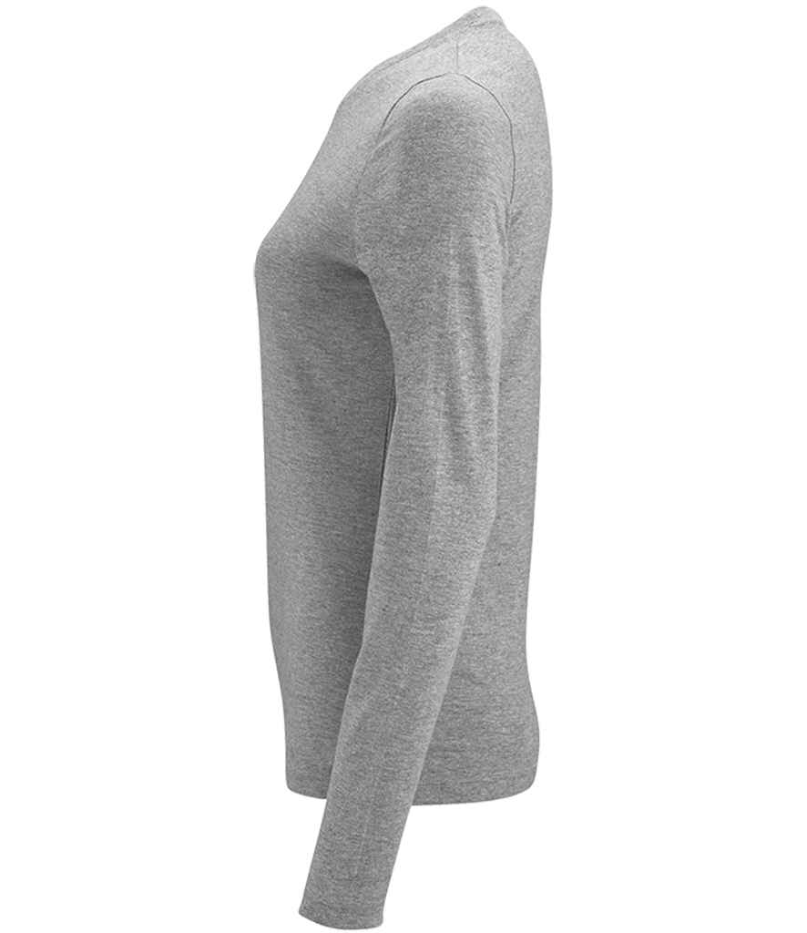 SOL'S Ladies Imperial Long Sleeve T-Shirt in Grey Marl, side view