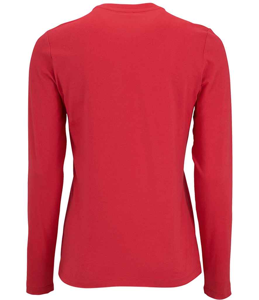 SOL'S Ladies Imperial Long Sleeve T-Shirt in Red, back view