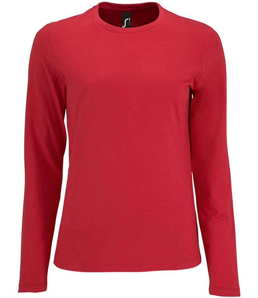 SOL'S Ladies Imperial Long Sleeve T-Shirt in Red, front view