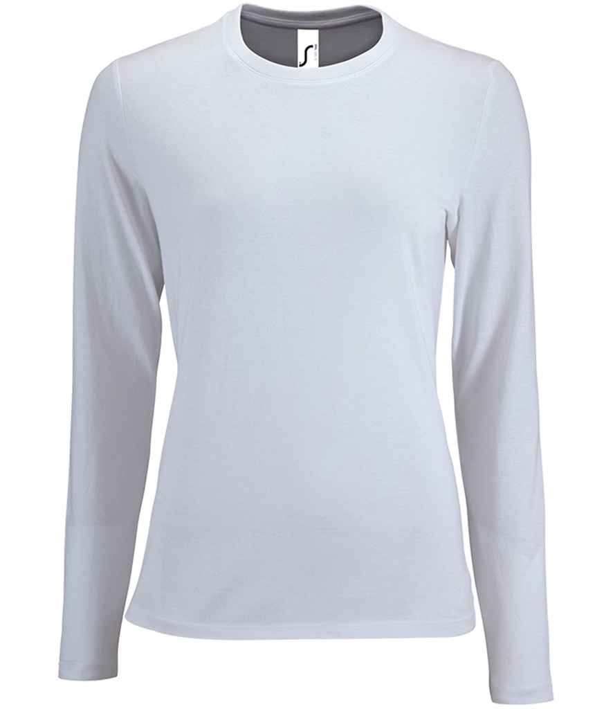 SOL'S Ladies Imperial Long Sleeve T-Shirt in White, front view