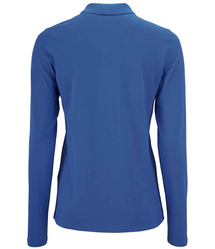 SOL'S Ladies Perfect Long Sleeve Piqué Polo Shirt in Royal Blue, back view