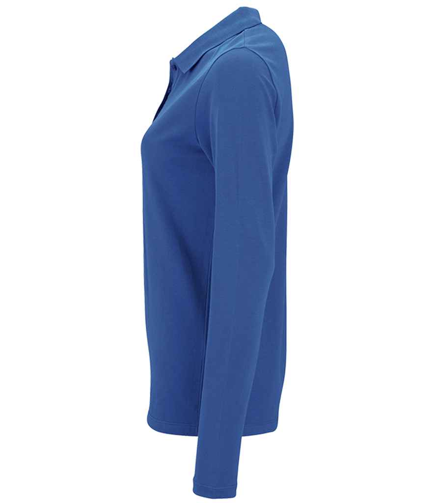SOL'S Ladies Perfect Long Sleeve Piqué Polo Shirt in Royal Blue, side view