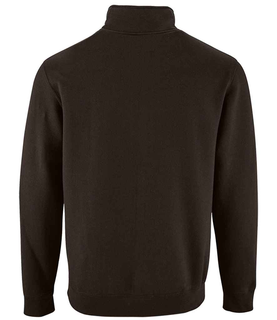 SOL'S Stan Contrast Zip Neck Sweatshirt in Black, back view
