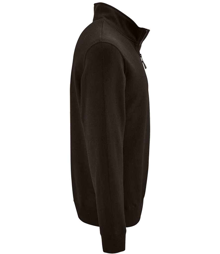SOL'S Stan Contrast Zip Neck Sweatshirt in Black, side view
