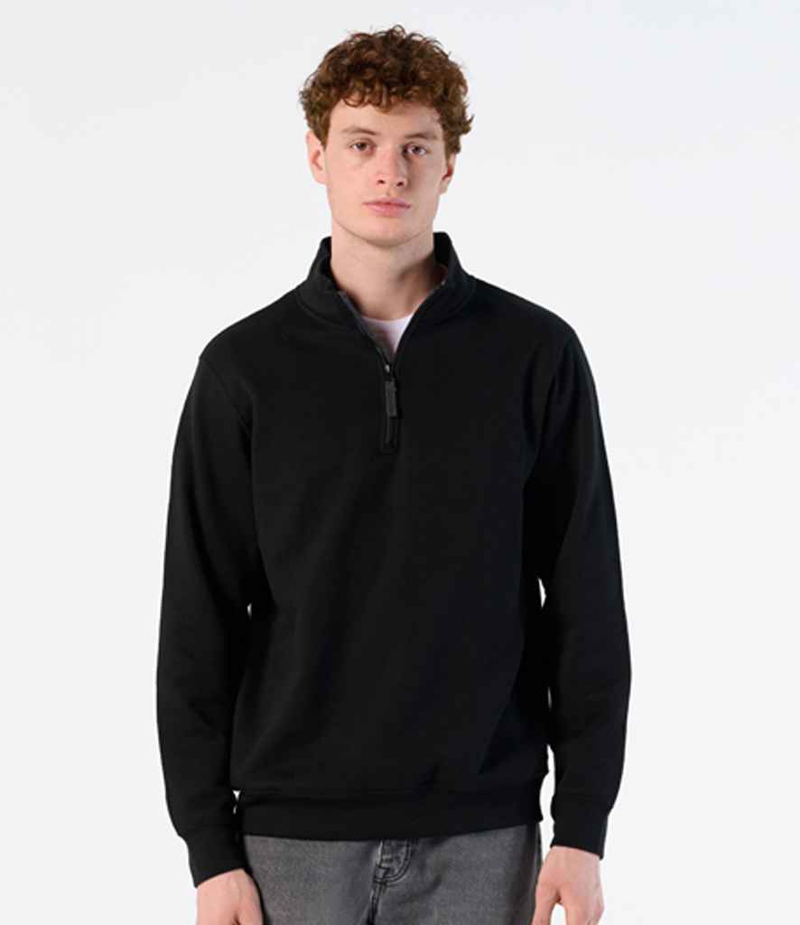 SOL'S Stan Contrast Zip Neck Sweatshirt in Black