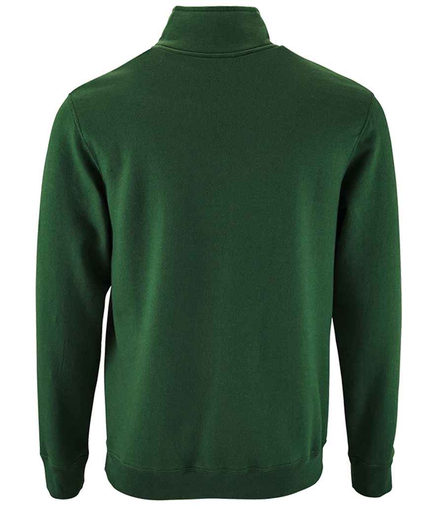 SOL'S Stan Contrast Zip Neck Sweatshirt in Bottle Green, back view