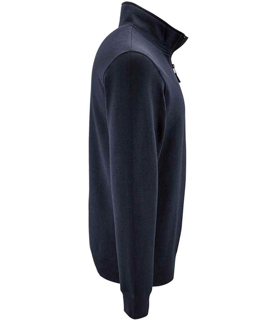SOL'S Stan Contrast Zip Neck Sweatshirt in French Navy, side view