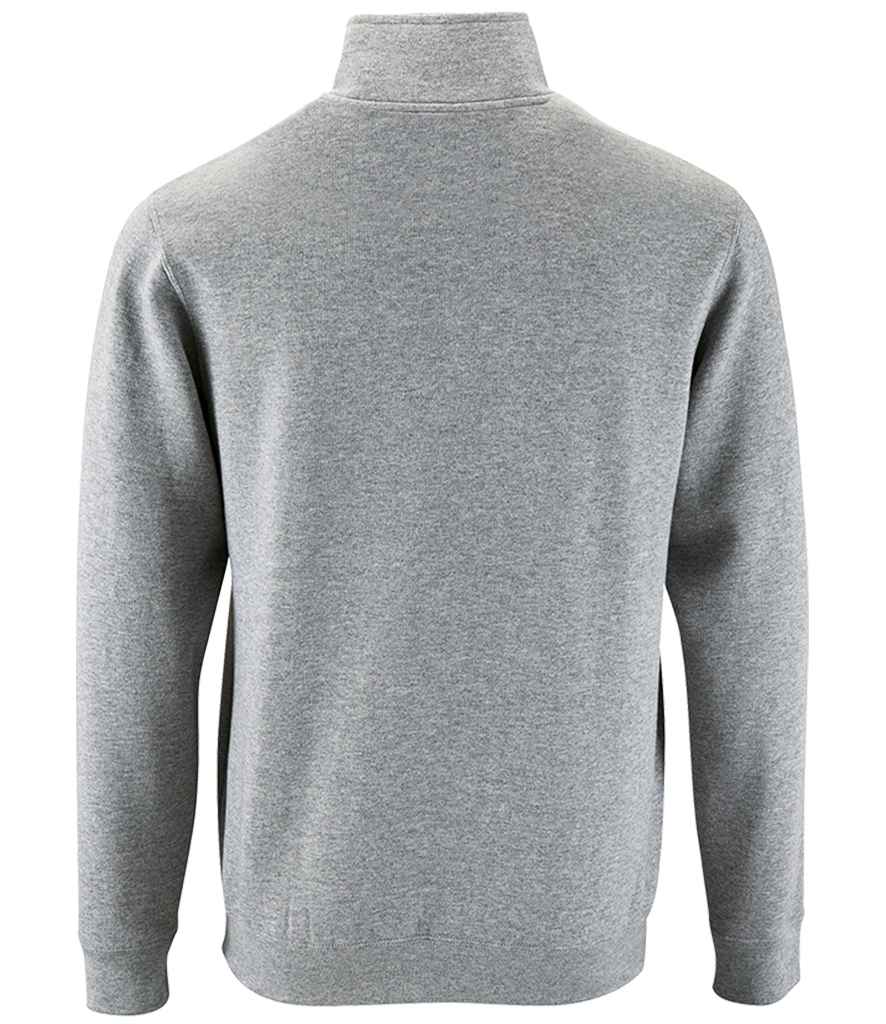 SOL'S Stan Contrast Zip Neck Sweatshirt in Grey Marl, back view