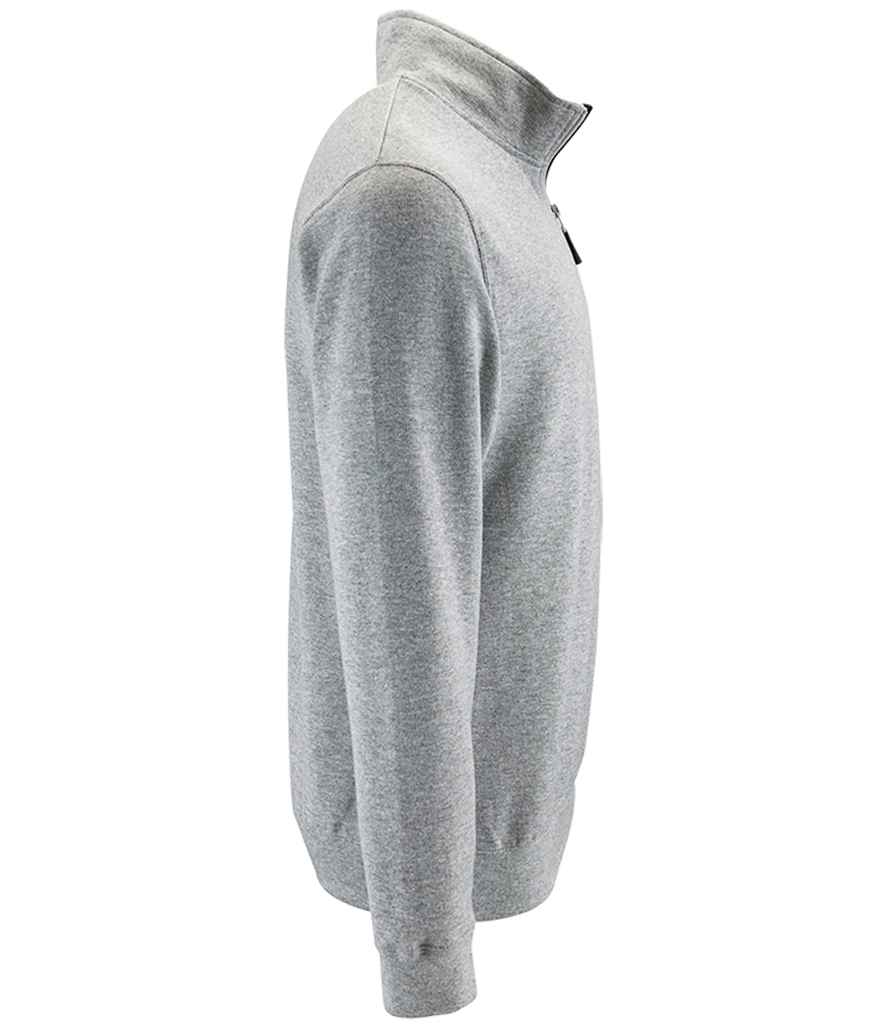 SOL'S Stan Contrast Zip Neck Sweatshirt in Grey Marl, side view
