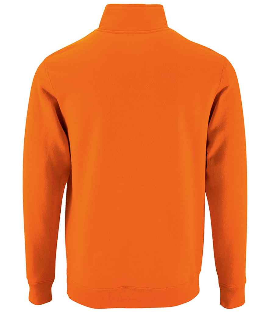 SOL'S Stan Contrast Zip Neck Sweatshirt in Orange, back view