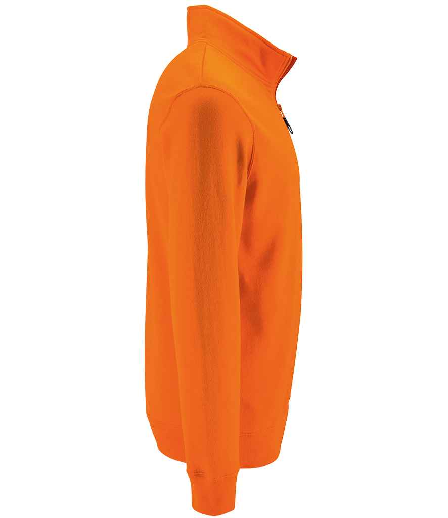 SOL'S Stan Contrast Zip Neck Sweatshirt in Orange, side view