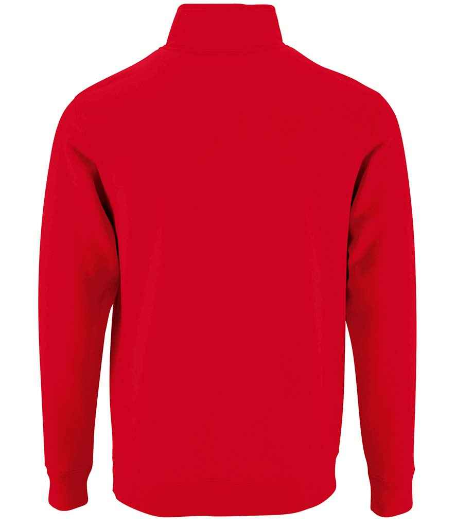 SOL'S Stan Contrast Zip Neck Sweatshirt in Red, back view
