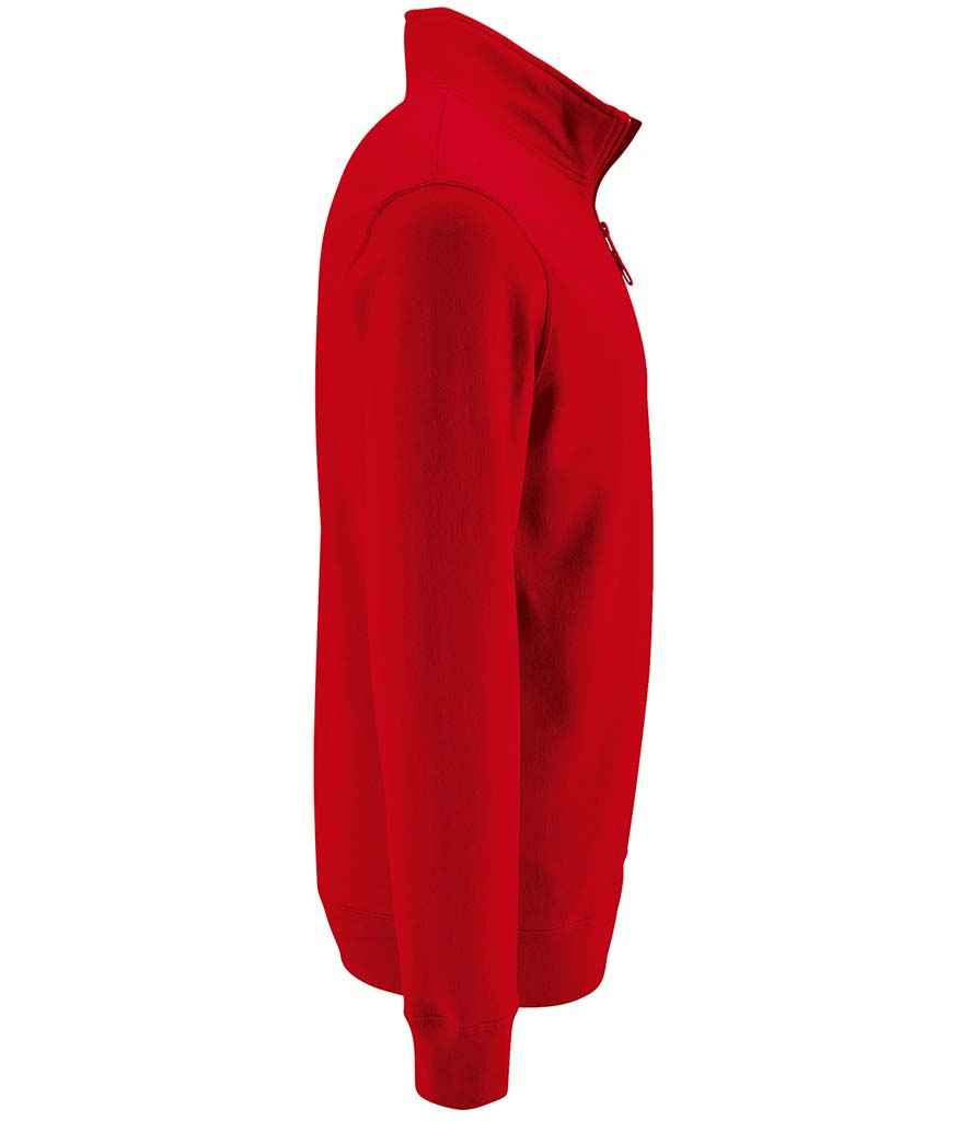 SOL'S Stan Contrast Zip Neck Sweatshirt in Red, side view
