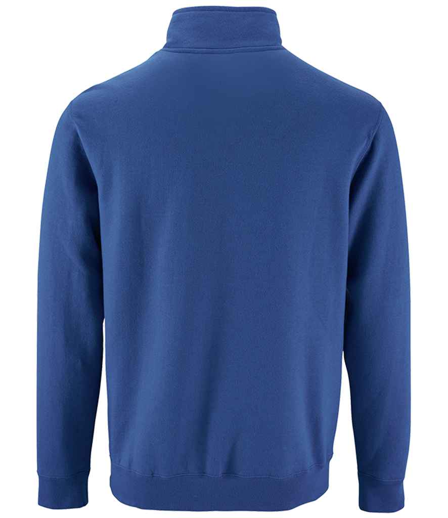 SOL'S Stan Contrast Zip Neck Sweatshirt in Royal Blue, back view