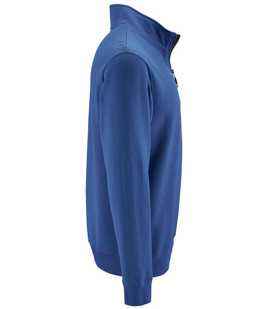 SOL'S Stan Contrast Zip Neck Sweatshirt in Royal Blue, side view