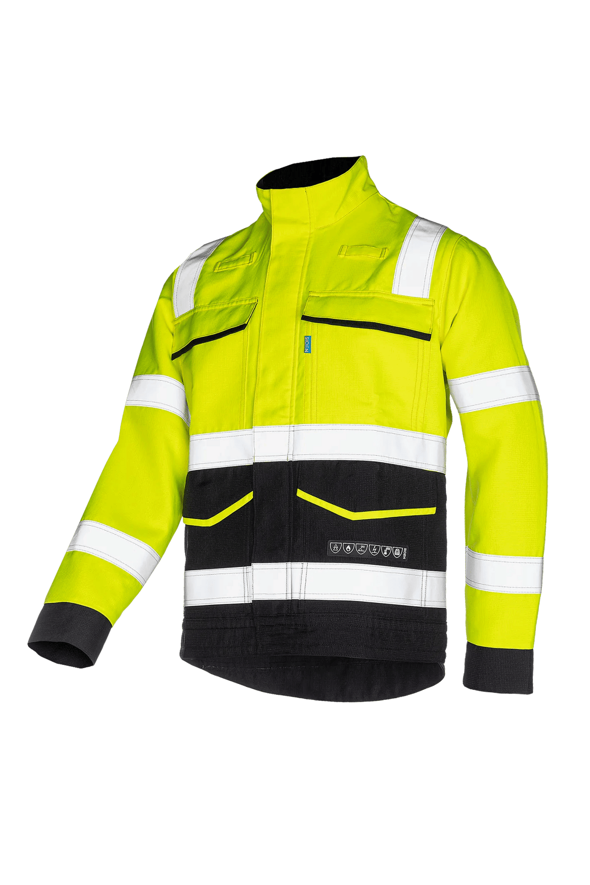 Sioen PRO Reggio in High-vis yellow/Navy blue, side view