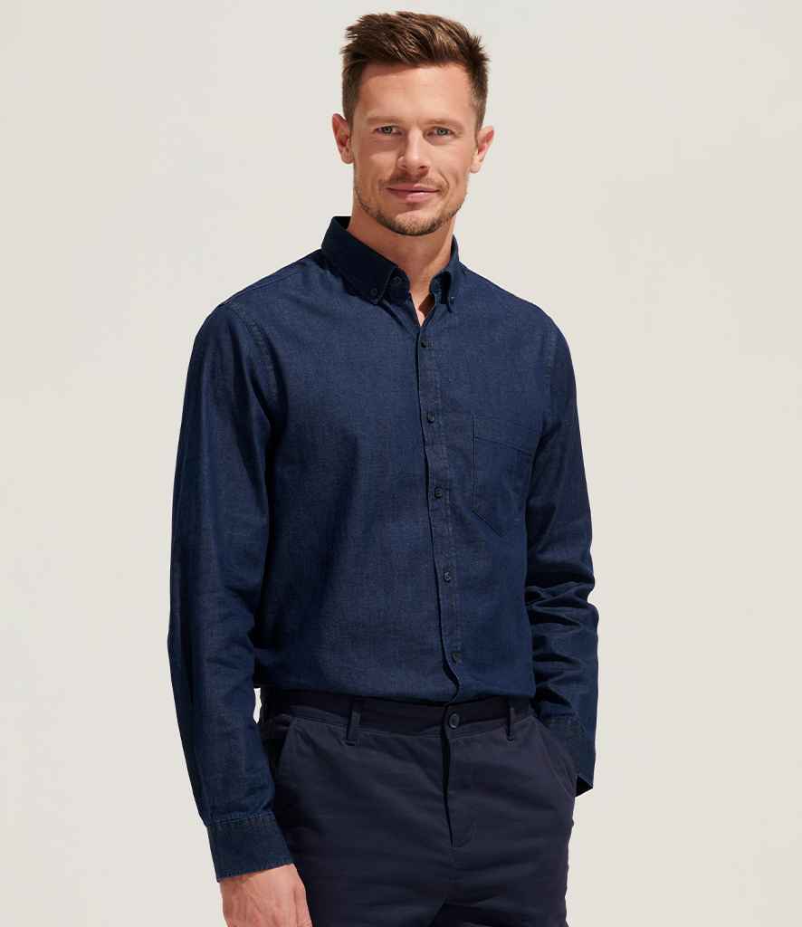 SOL'S Barry Long Sleeve Denim Shirt in Denim Brut