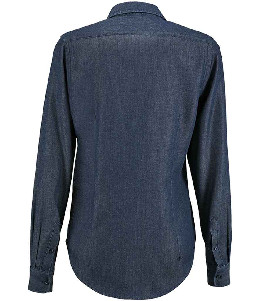 SOL'S Ladies Barry Denim Shirt in Denim Brut, back view