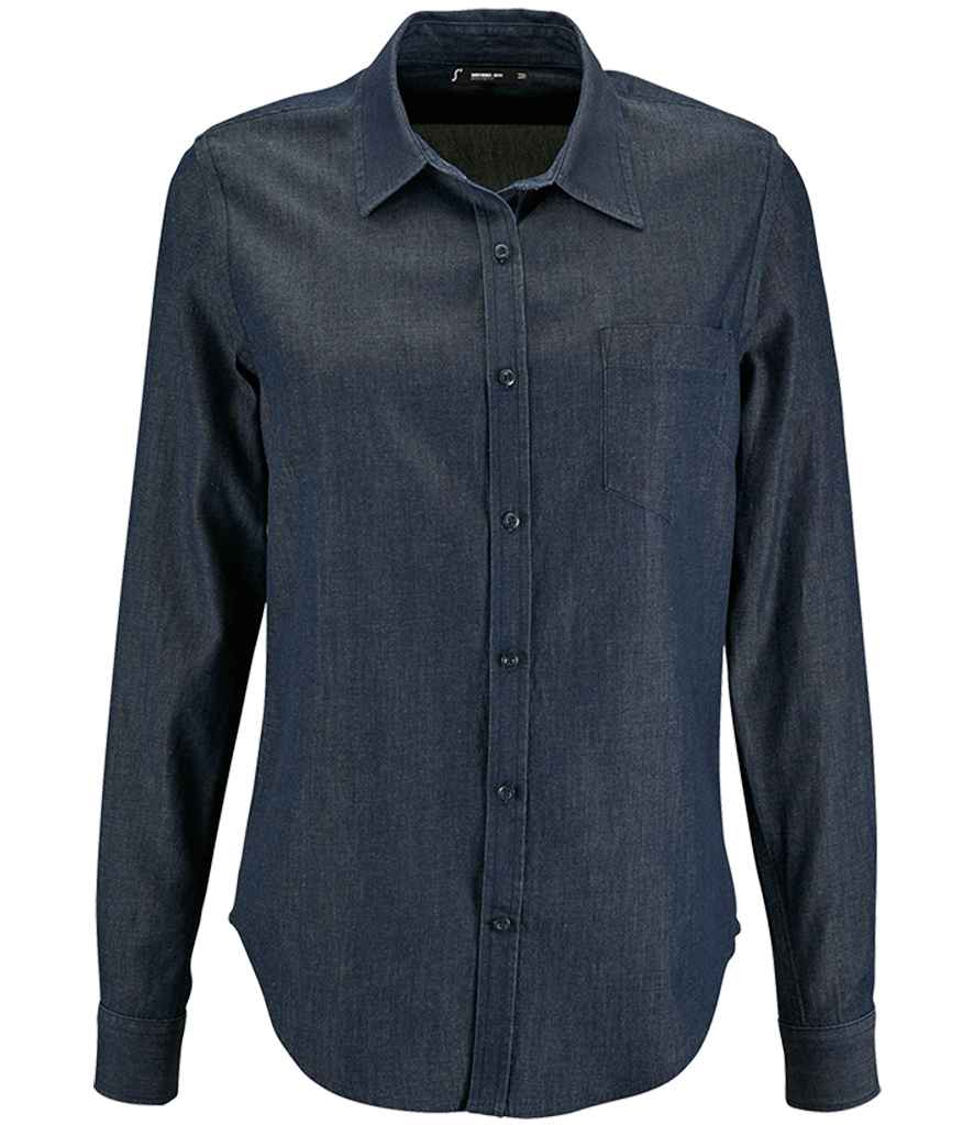 SOL'S Ladies Barry Denim Shirt in Denim Brut, front view