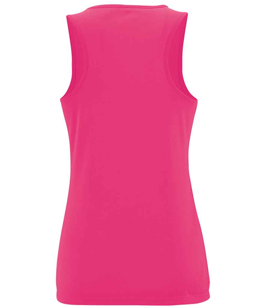 SOL'S Ladies Sporty Performance Tank Top in Neon Pink, back view
