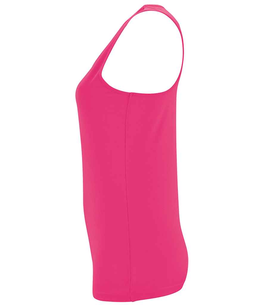 SOL'S Ladies Sporty Performance Tank Top in Neon Pink, side view