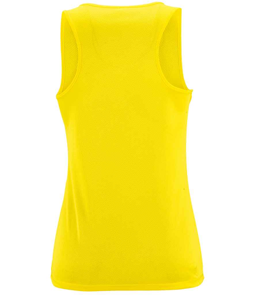 SOL'S Ladies Sporty Performance Tank Top in Neon Yellow, back view