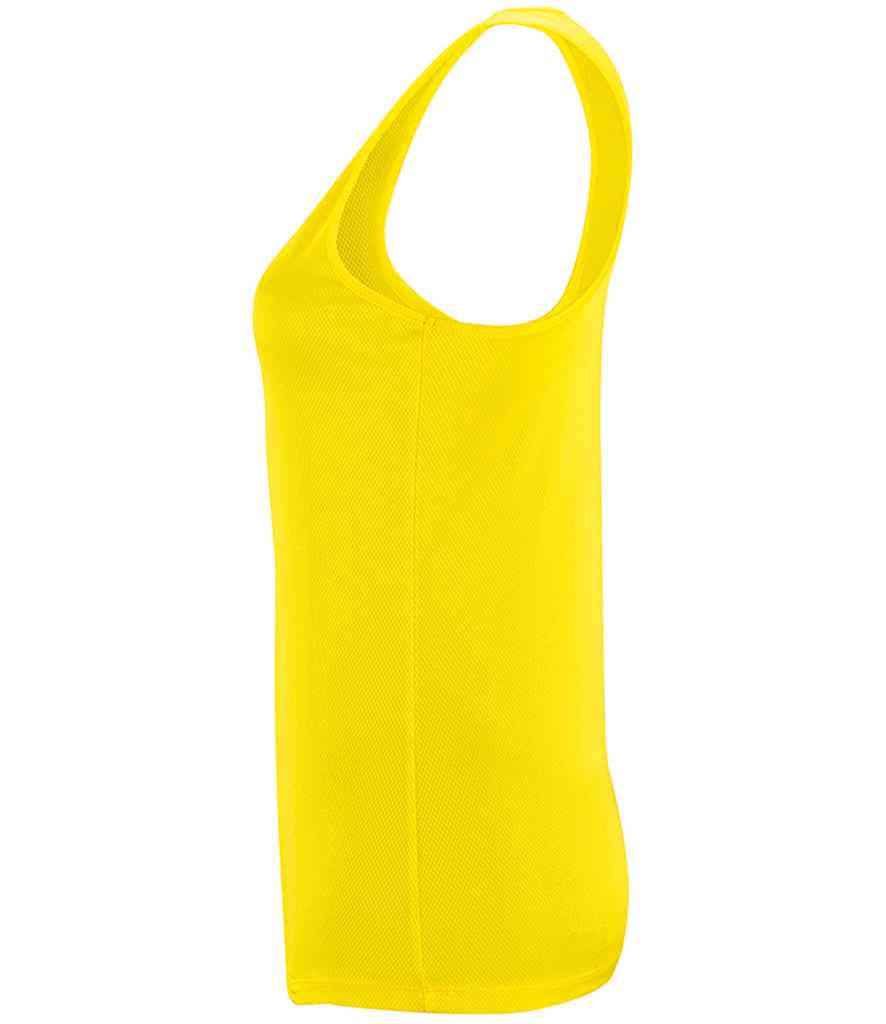 SOL'S Ladies Sporty Performance Tank Top in Neon Yellow, side view
