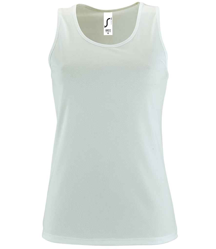 SOL'S Ladies Sporty Performance Tank Top in White, front view