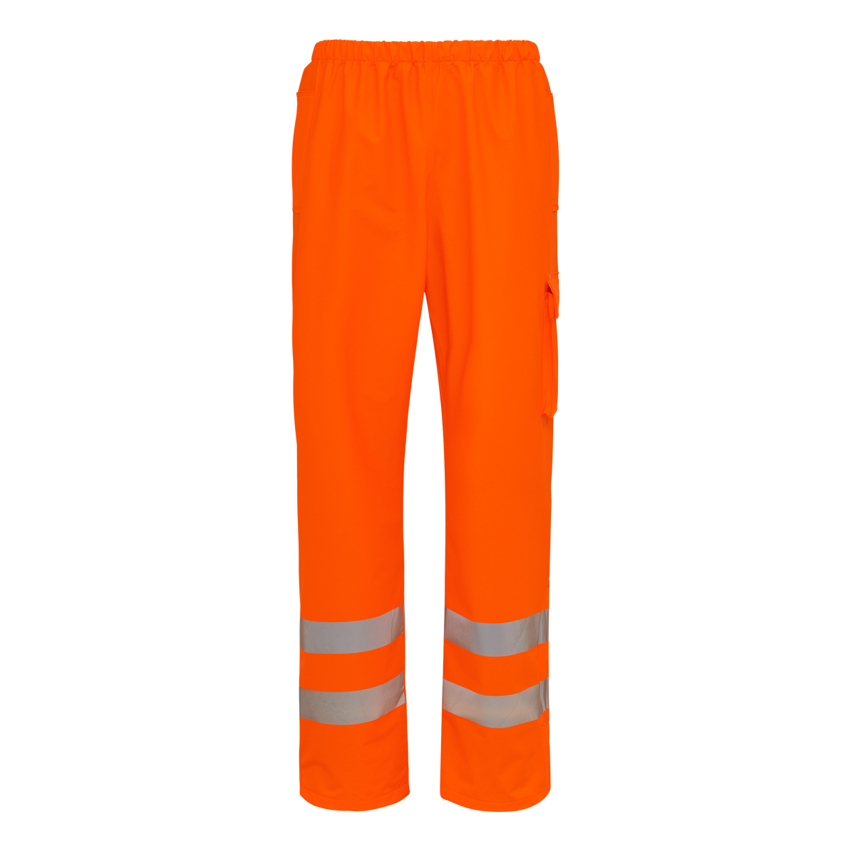 ELKA Rainwear Dry Zone Visible Waist Trousers with pockets in Fl. Orange, front view