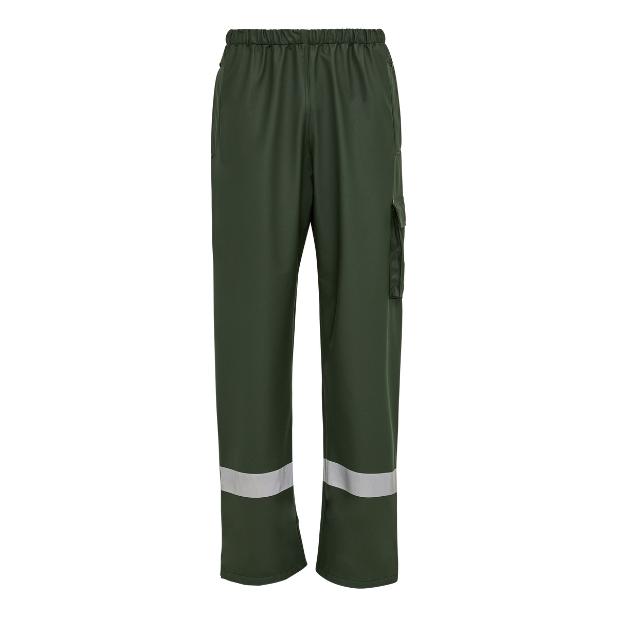 ELKA Rainwear Dry Zone D-Lux trousers with reflective stripes in Olive, front view