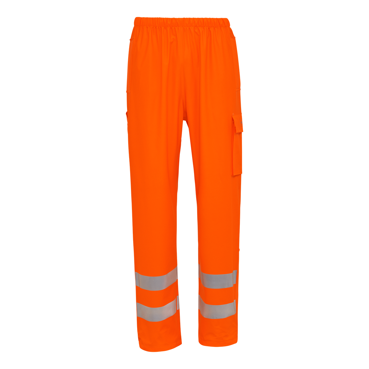 ELKA Rainwear Securetech Multinorm visible PU Waist Trousers in Fl. Orange, front view