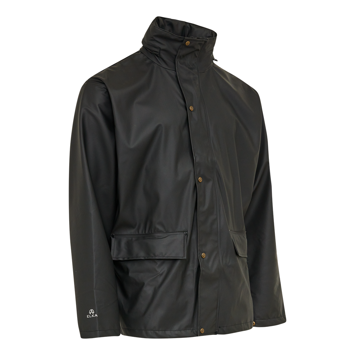 ELKA Rainwear Dry Zone PU Rain Jacket in Black