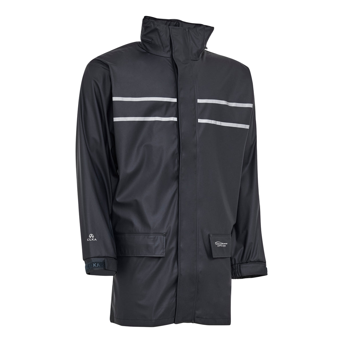 ELKA Rainwear Dry Zone D-Lux PU Rain Jacket with extra length in Navy