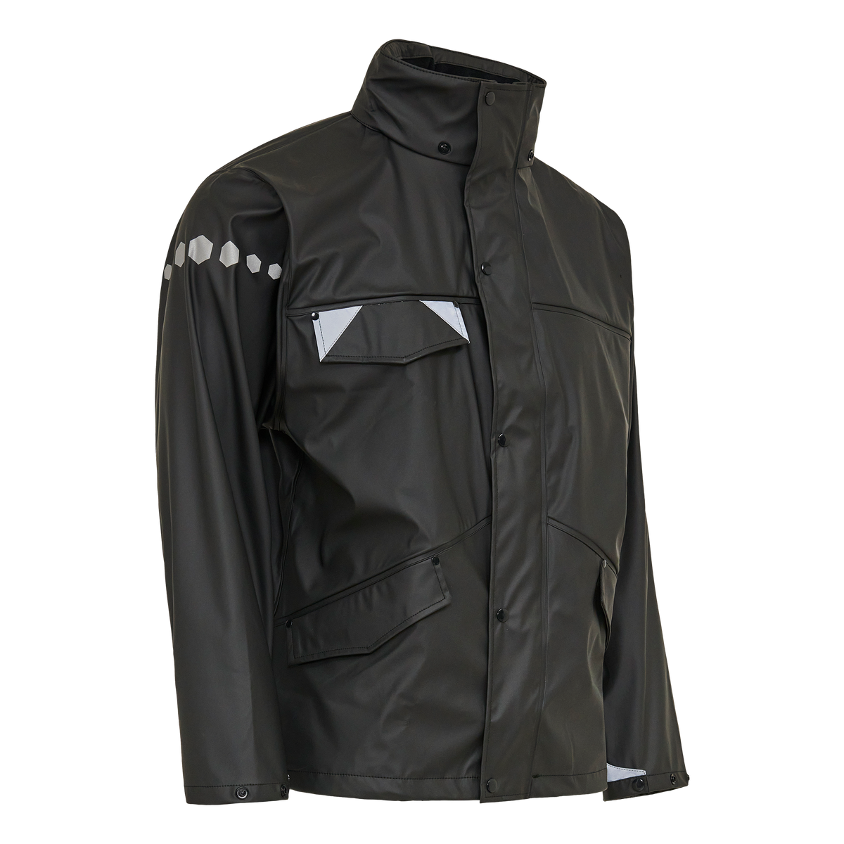 ELKA Rainwear Dry Zone D-Lux PU Rain Jacket in Black, front view