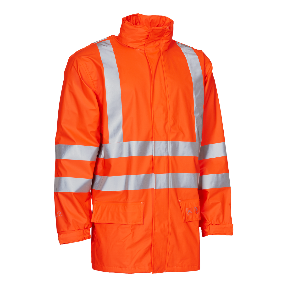 ELKA Rainwear Securetech Multinorm visible Pu Jacket in Fl. Orange, front view