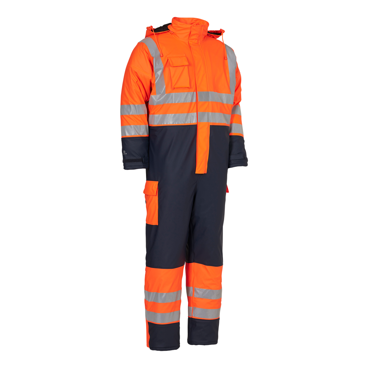 ELKA Rainwear Dry Zone Visible Thermal Coverall in Fl. Orange/Navy, front view