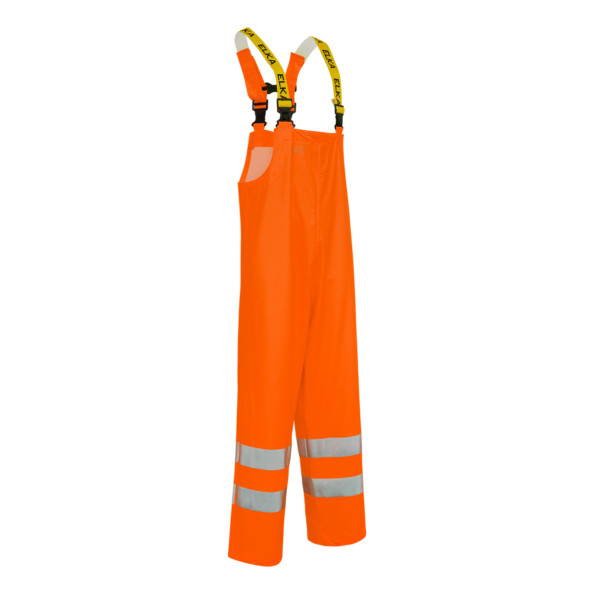 ELKA Rainwear Securetech Multinorm Pu Bib & Brace in Fl. Orange, front view