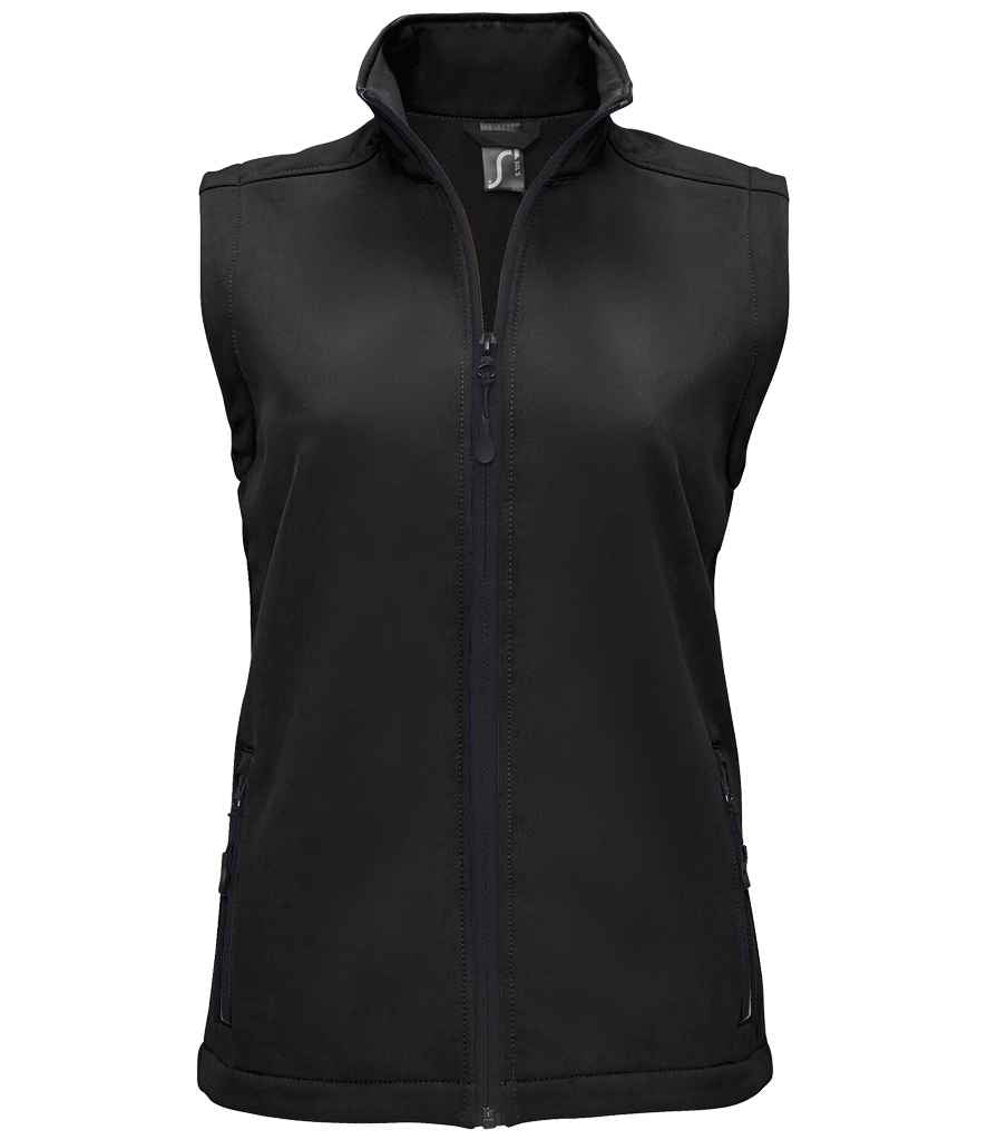 SOL'S Ladies Race Soft Shell Bodywarmer in Black, front view