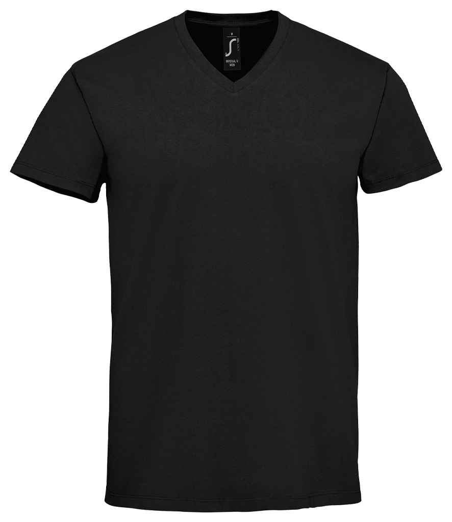SOL'S Imperial V Neck T-Shirt in Deep Black, front view