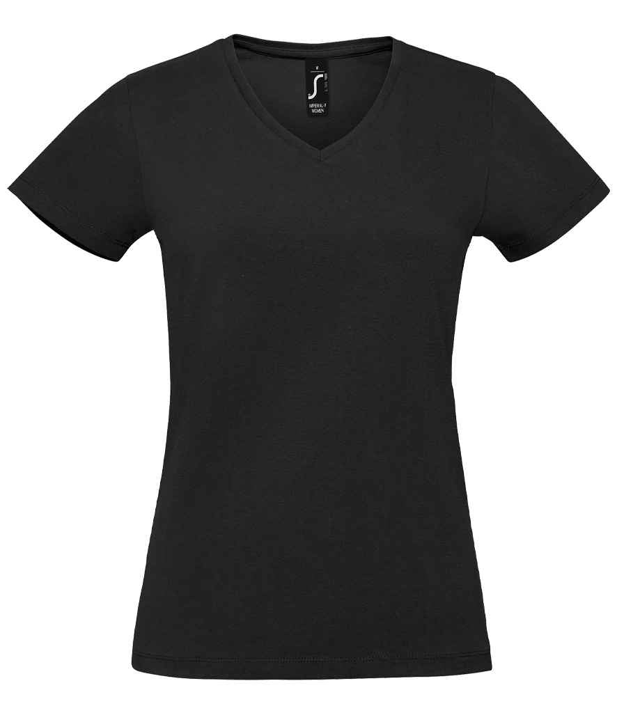 SOL'S Ladies Imperial V Neck T-Shirt in Deep Black, front view