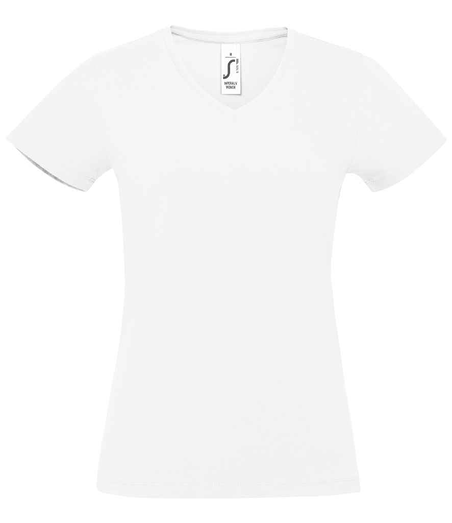 SOL'S Ladies Imperial V Neck T-Shirt in White, front view