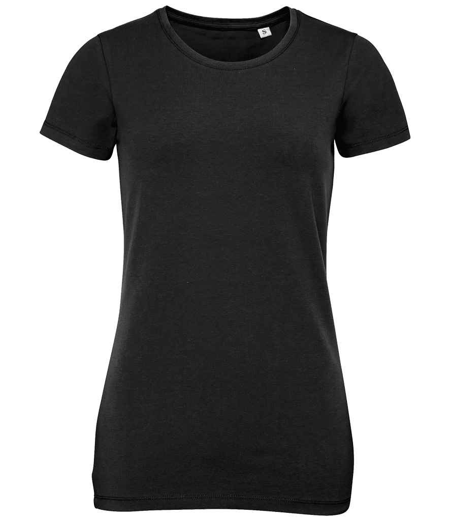 SOL'S Ladies Millenium Stretch T-Shirt in Deep Black, front view