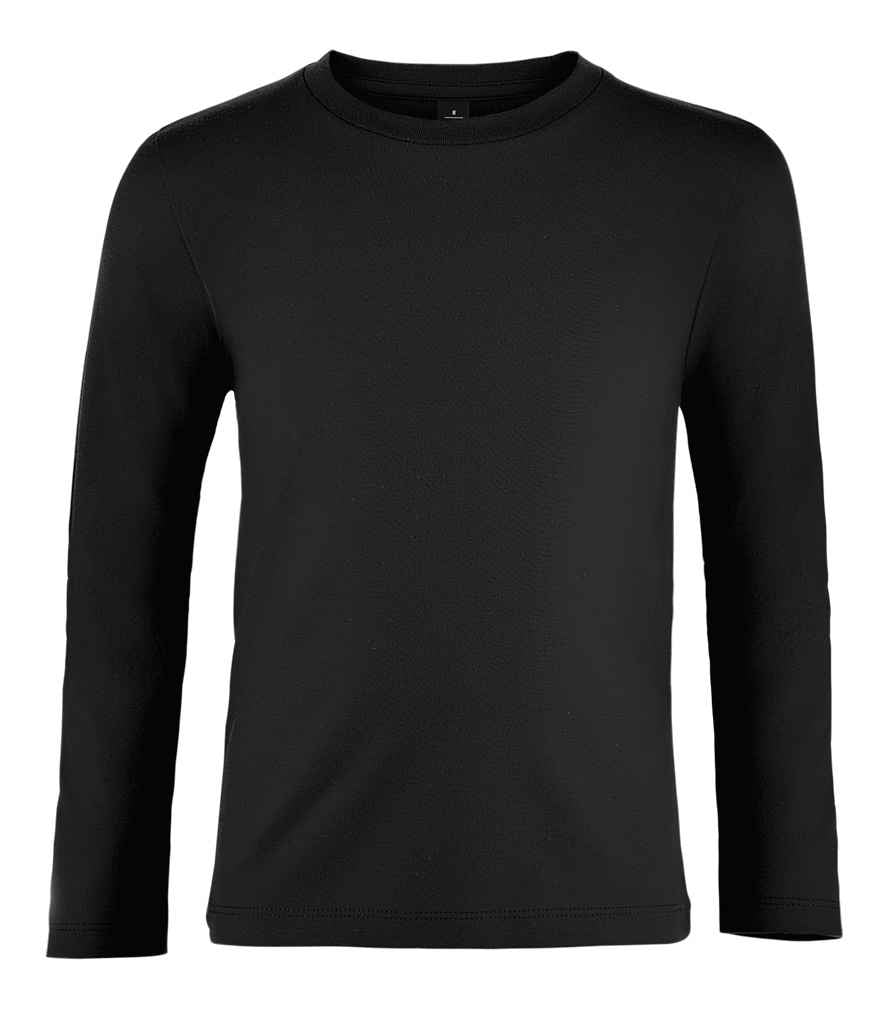 SOL'S Kids Imperial Long Sleeve T-Shirt in Deep Black, front view