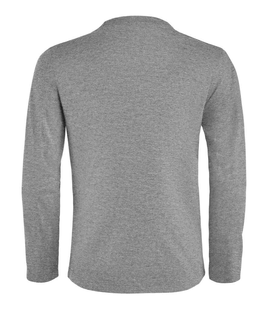 SOL'S Kids Imperial Long Sleeve T-Shirt in Grey Marl, back view