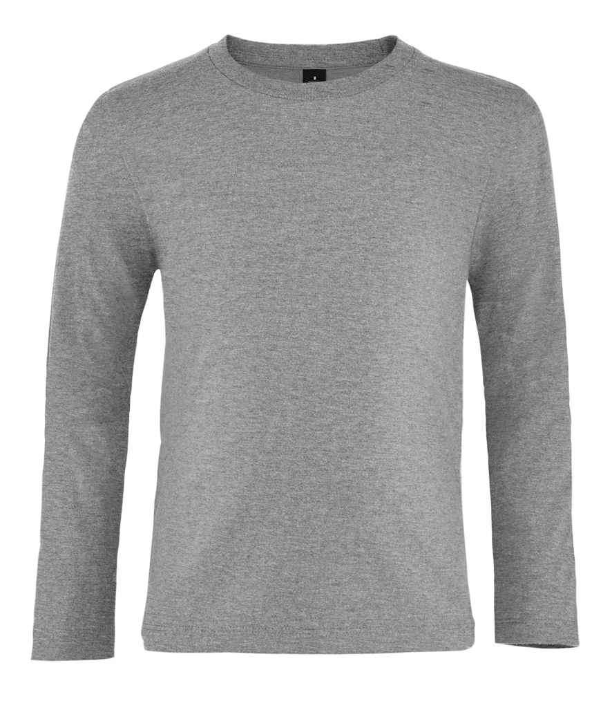 SOL'S Kids Imperial Long Sleeve T-Shirt in Grey Marl, front view