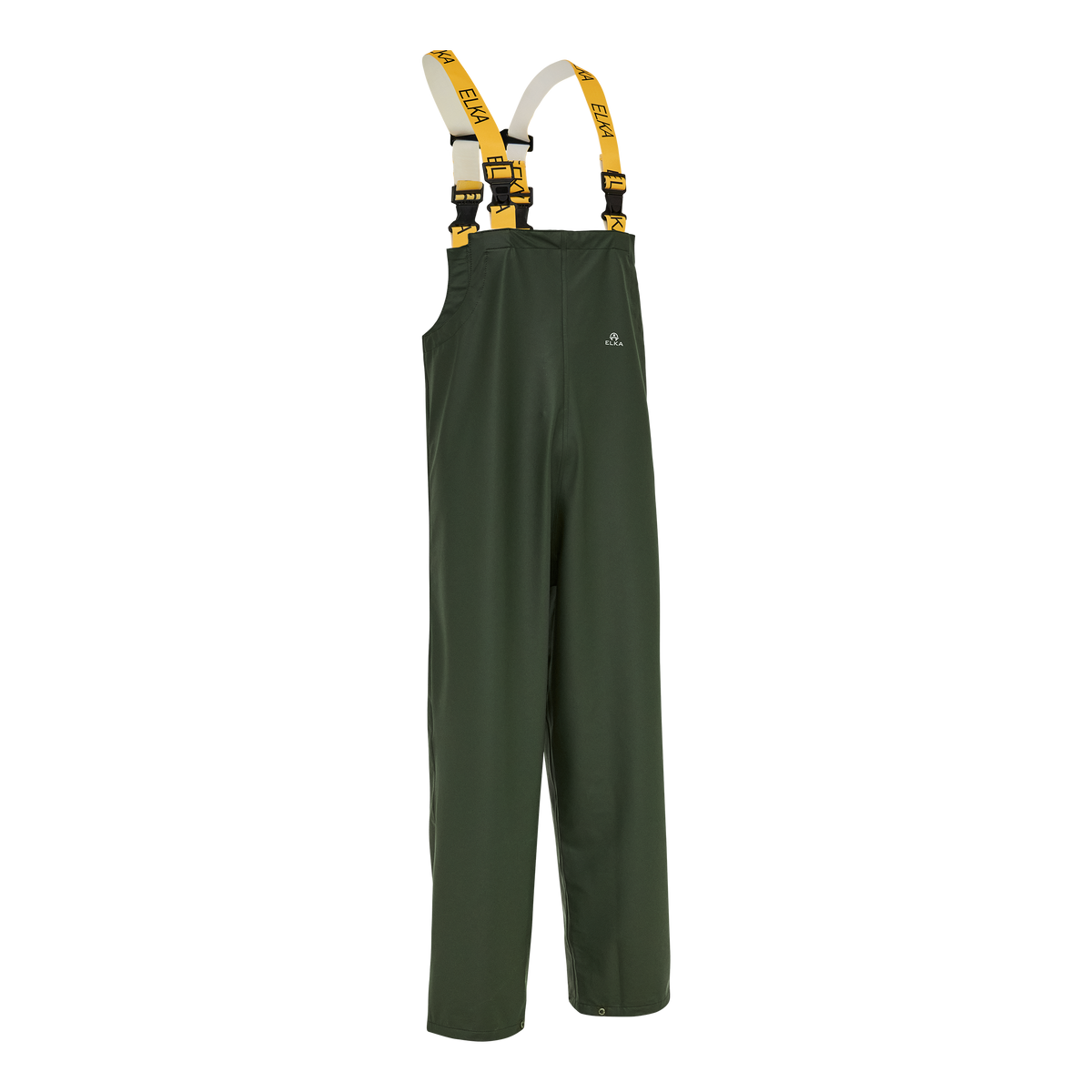 ELKA Rainwear Dry Zone PU Bib & Brace in Olive, front view