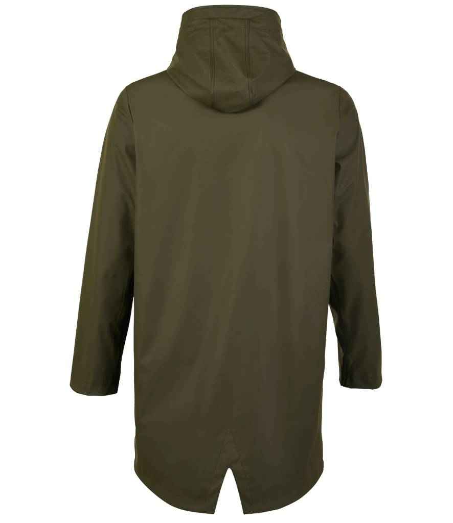 NEOBLU Antoine Wax Parka Jacket in Deep Khaki, back view