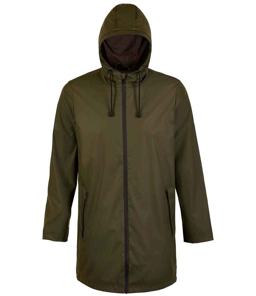 NEOBLU Antoine Wax Parka Jacket in Deep Khaki, front view