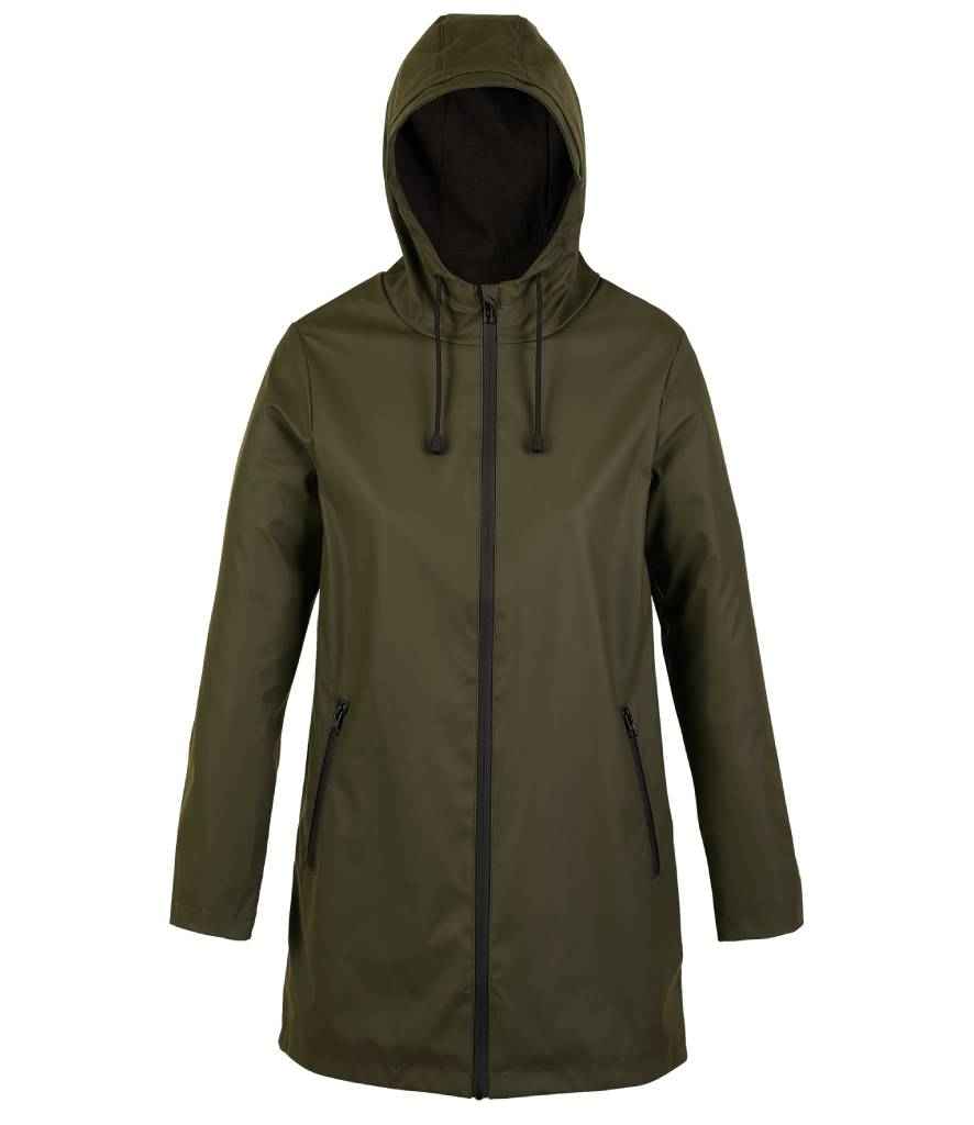 NEOBLU Ladies Antoine Wax Parka Jacket in Deep Khaki, front view