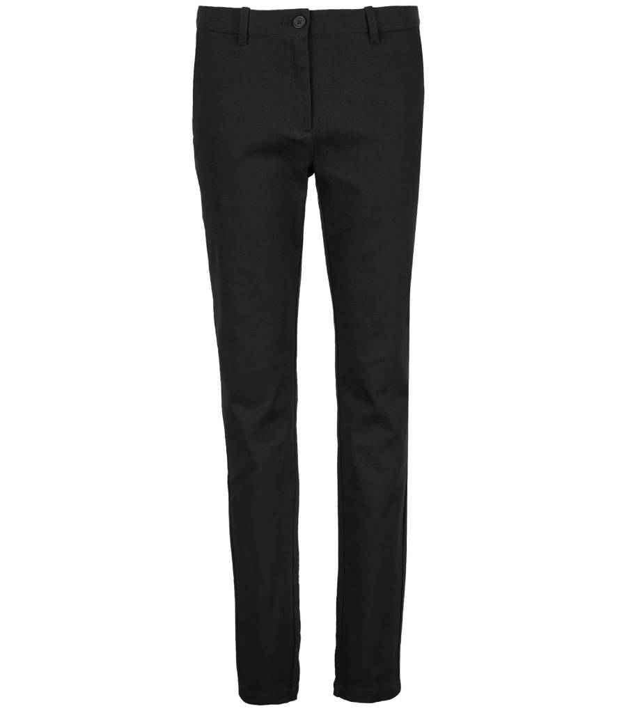 NEOBLU Ladies Gustave Chino Trousers in Deep Black, front view